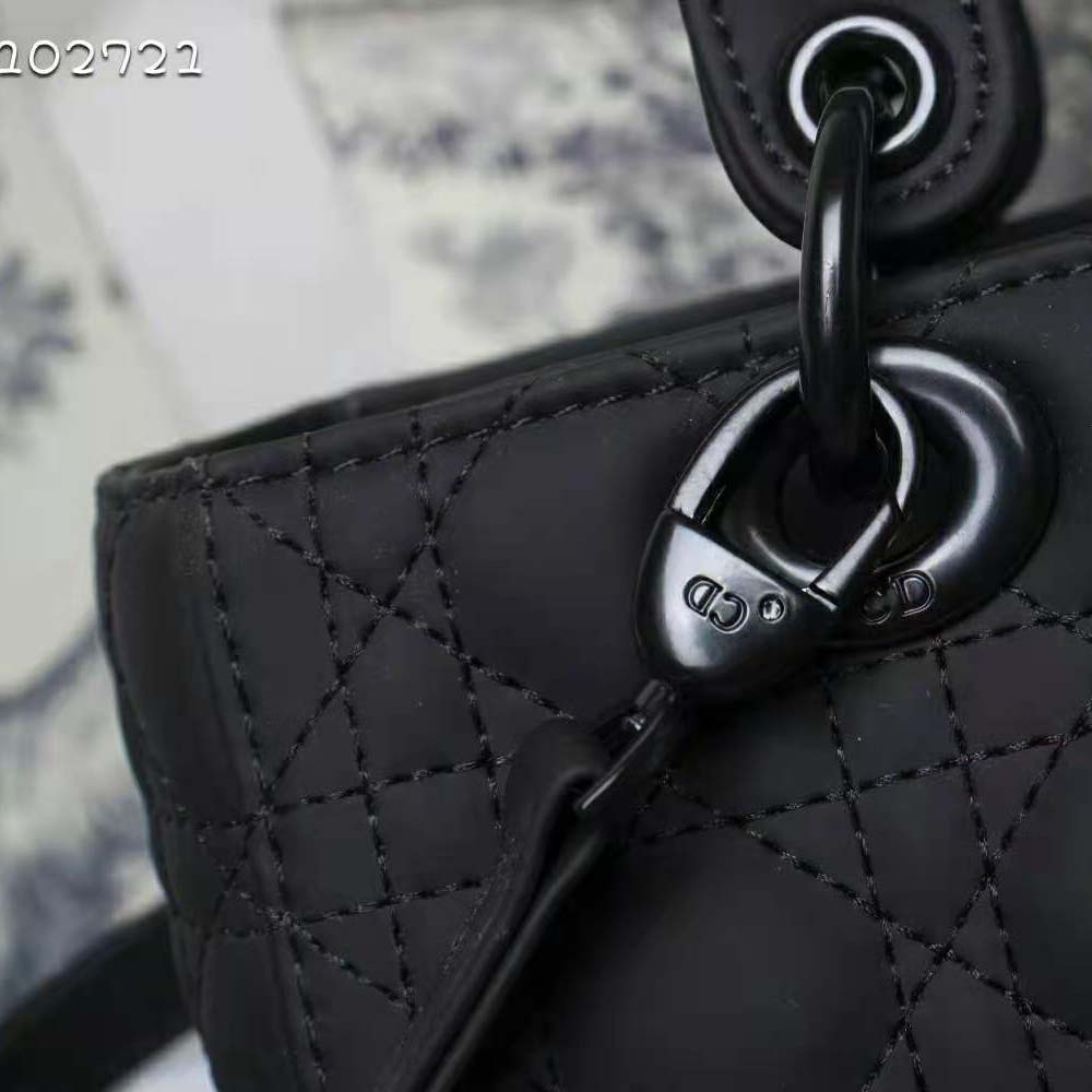 Dior Women Medium Lady Dior Bag Black Ultramatte Cannage Calfskin - image 9