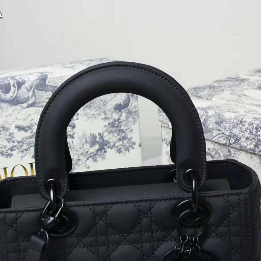 Dior Women Medium Lady Dior Bag Black Ultramatte Cannage Calfskin - image 8