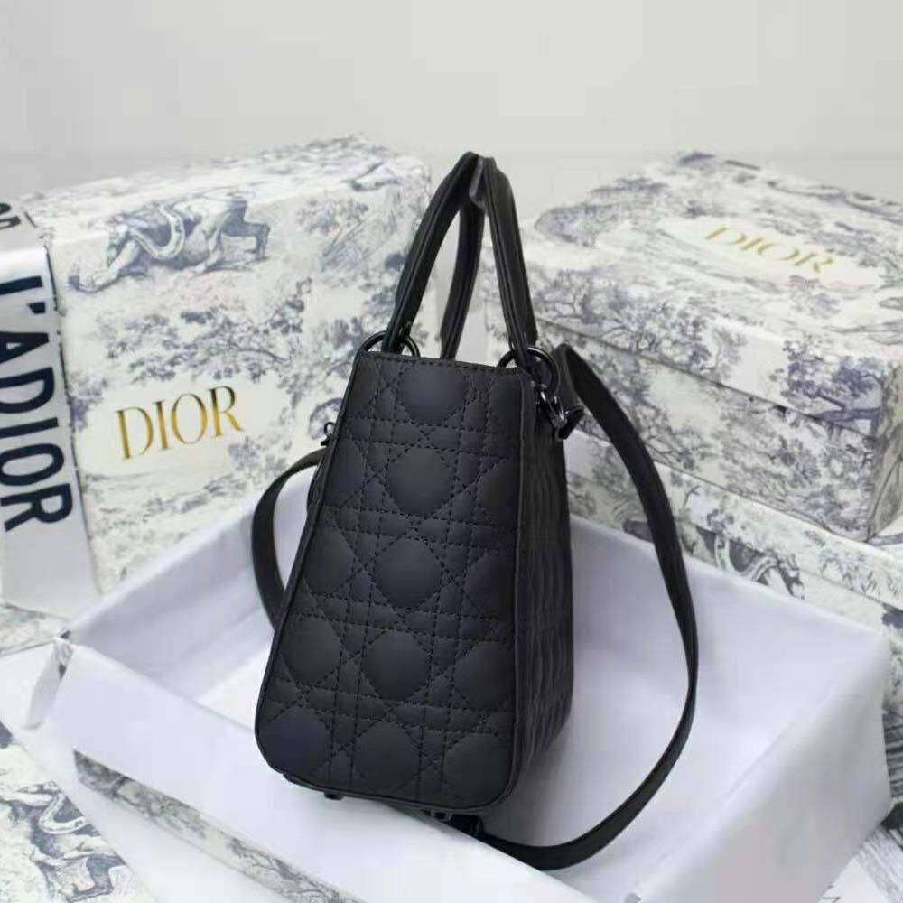 Dior Women Medium Lady Dior Bag Black Ultramatte Cannage Calfskin - image 4