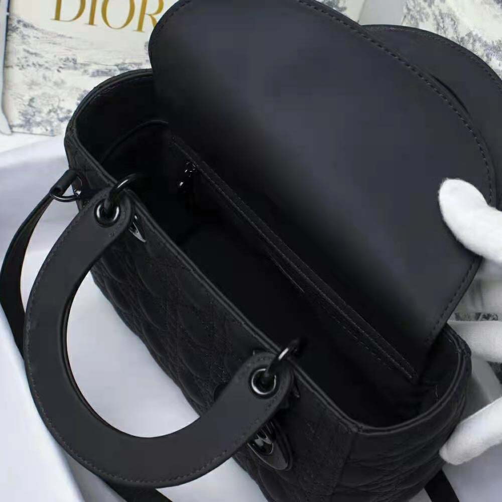 Dior Women Medium Lady Dior Bag Black Ultramatte Cannage Calfskin - image 6