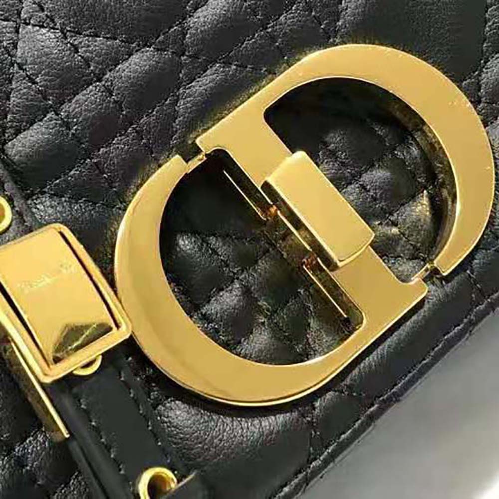 Dior Women Small Dior Caro Bag Lvory Supple Cannage Calfskin-Black - image 10