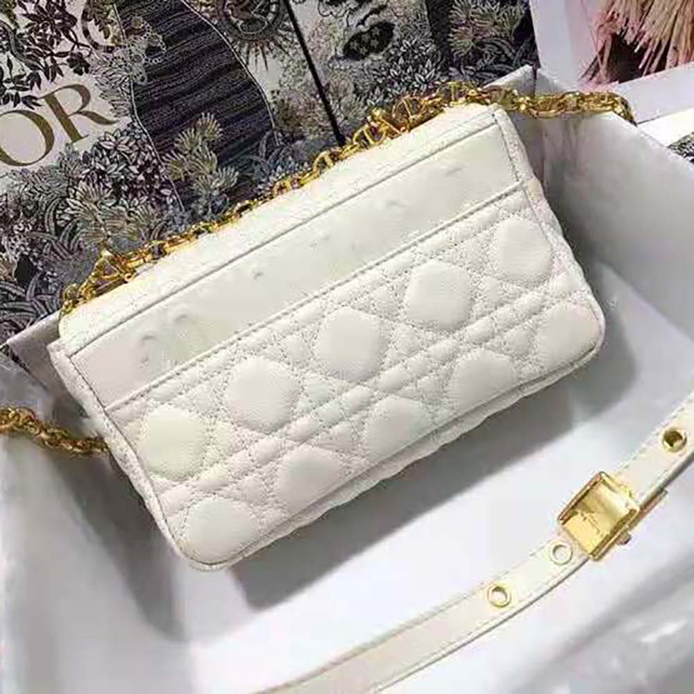 Dior Women Small Dior Caro Bag Lvory Supple Cannage Calfskin-White - image 4