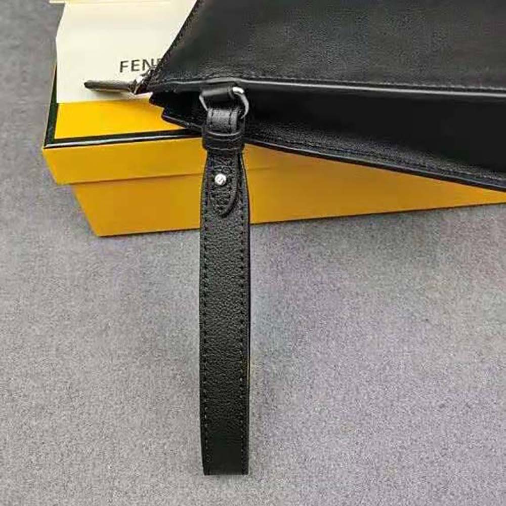 Fendi Men Flat Pouch Black Leather Pouch - image 8
