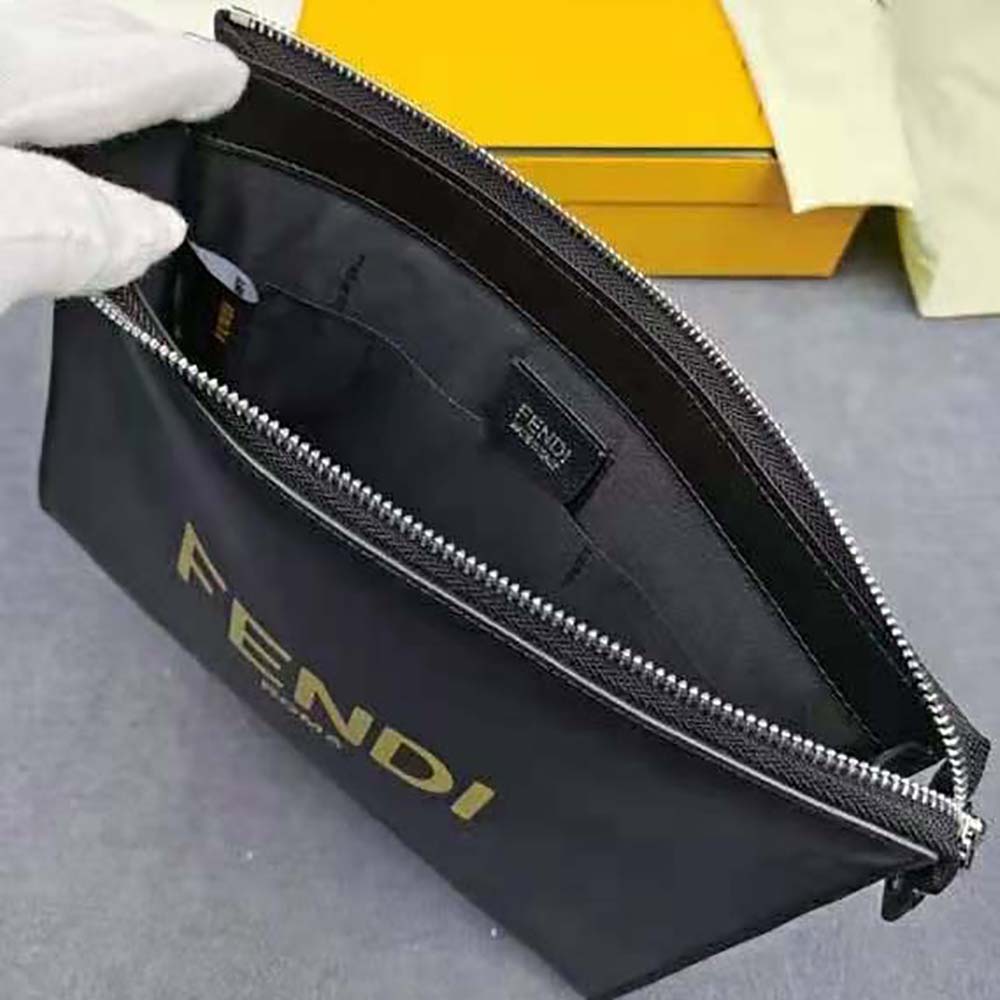 Fendi Men Flat Pouch Black Leather Pouch - image 6