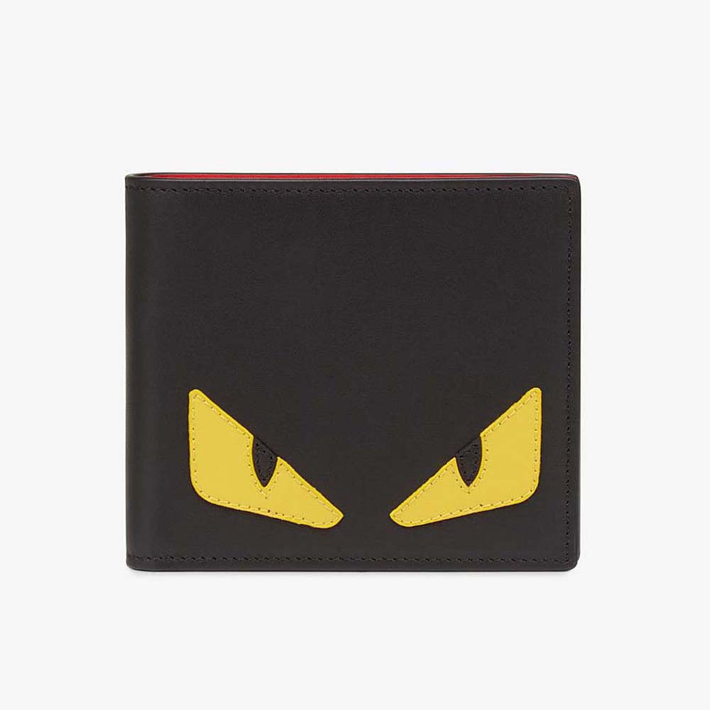 Front view of Fendi Men Wallet Black Leather Horizontal Wallet