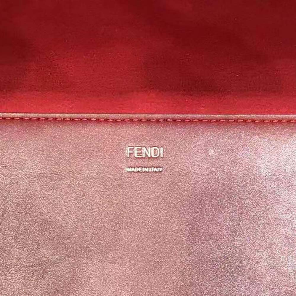 Fendi Women Sunshine Shopper Burgundy Leather Shopper-Maroon - image 10