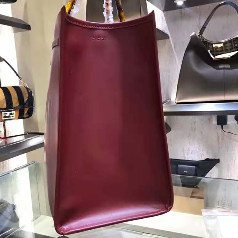 Fendi Women Sunshine Shopper Burgundy Leather Shopper-Maroon - image 4