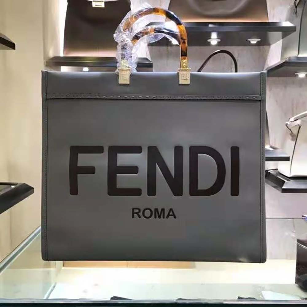 Fendi Women Sunshine Shopper Burgundy Leather Shopper-Silver - image 2