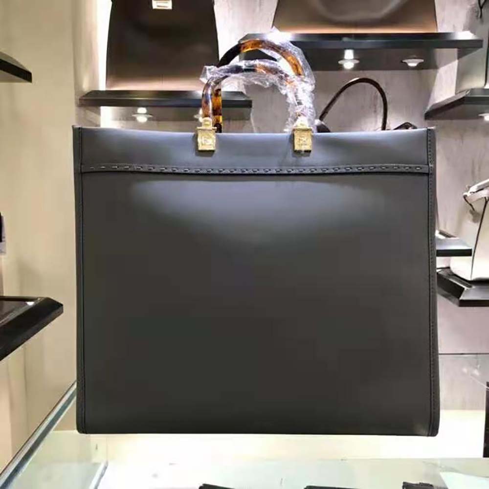 Fendi Women Sunshine Shopper Burgundy Leather Shopper-Silver - image 3