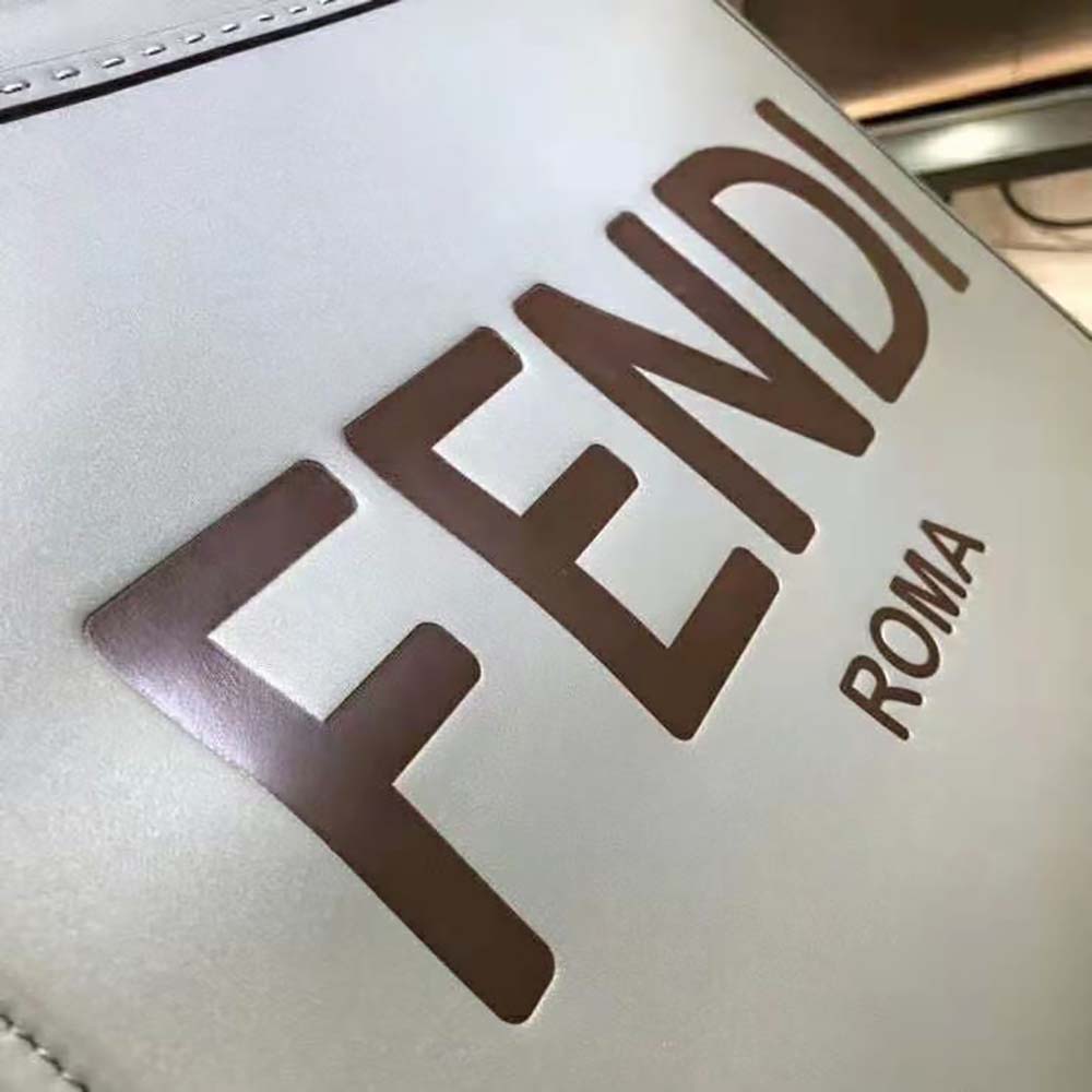 Fendi Women Sunshine Shopper Burgundy Leather Shopper-Silver - image 9