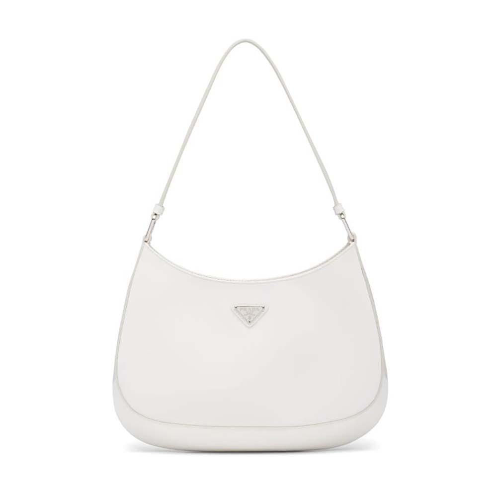 Prada Women Prada Cleo Brushed Leather Shoulder Bag-White