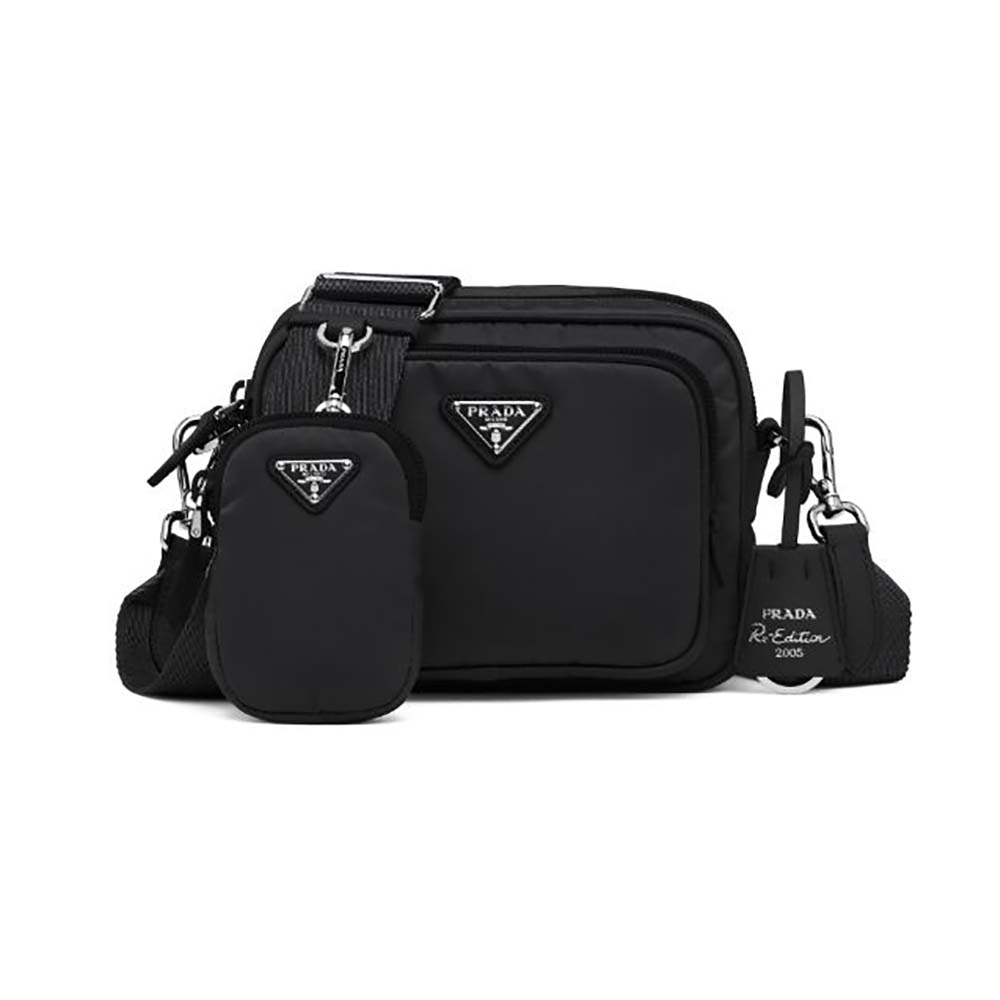 Front view of Prada Women Prada Re-Edition 2005 Nylon Bag-Black
