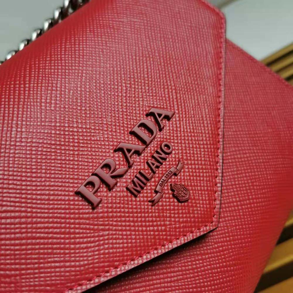 Prada Women Saffiano Leather Prada Monochrome Bag-Red - image 10