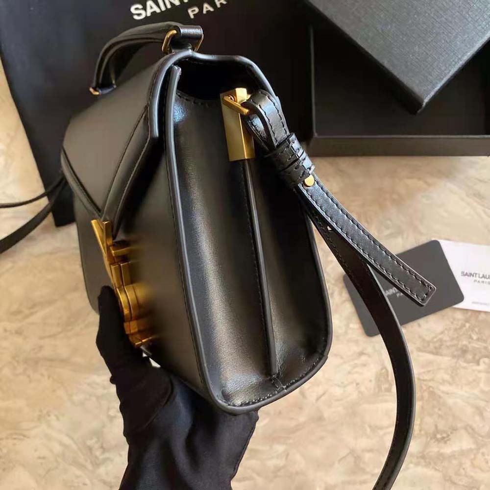 Saint Laurent YSL Women Cassandra Mini Top Handle Medium Bag in Grain DE Poudre Embossed Leather-Black - image 6