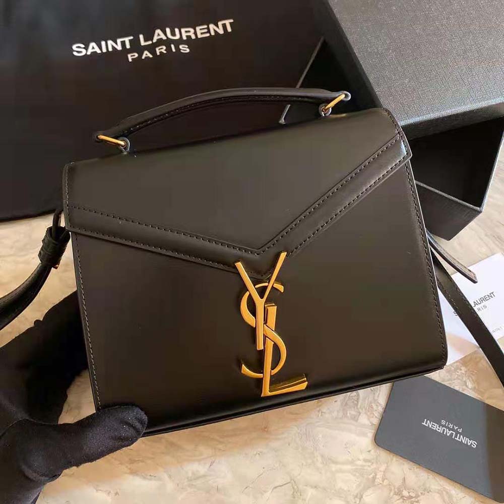 Saint Laurent YSL Women Cassandra Mini Top Handle Medium Bag in Grain DE Poudre Embossed Leather-Black - image 2
