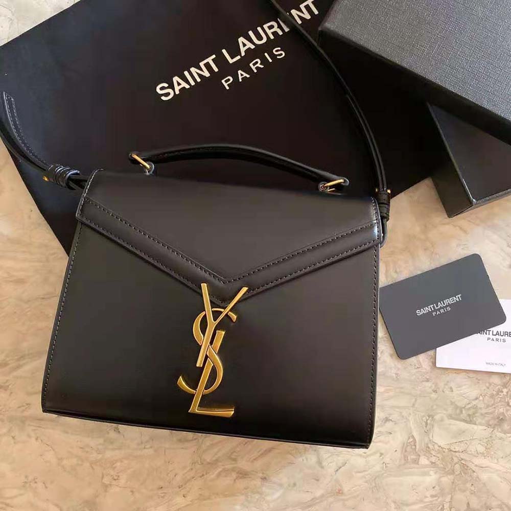 Saint Laurent YSL Women Cassandra Mini Top Handle Medium Bag in Grain DE Poudre Embossed Leather-Black - image 3