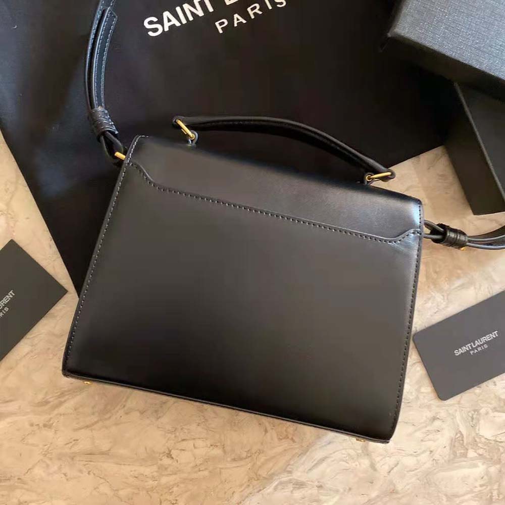 Saint Laurent YSL Women Cassandra Mini Top Handle Medium Bag in Grain DE Poudre Embossed Leather-Black - image 5