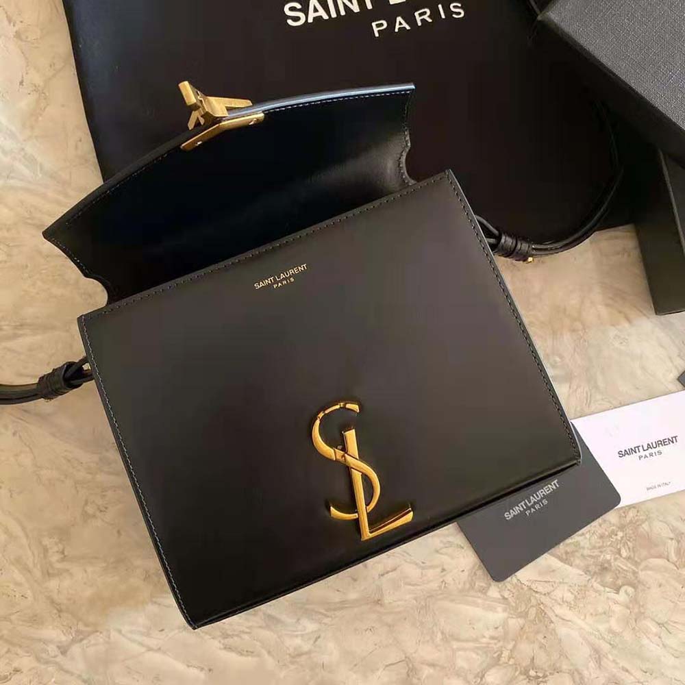 Saint Laurent YSL Women Cassandra Mini Top Handle Medium Bag in Grain DE Poudre Embossed Leather-Black - image 4