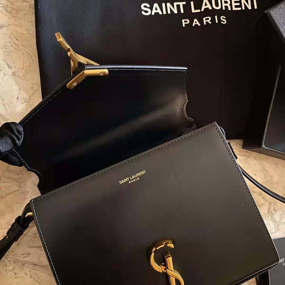 Saint Laurent YSL Women Cassandra Mini Top Handle Medium Bag in Grain DE Poudre Embossed Leather-Black - image 8