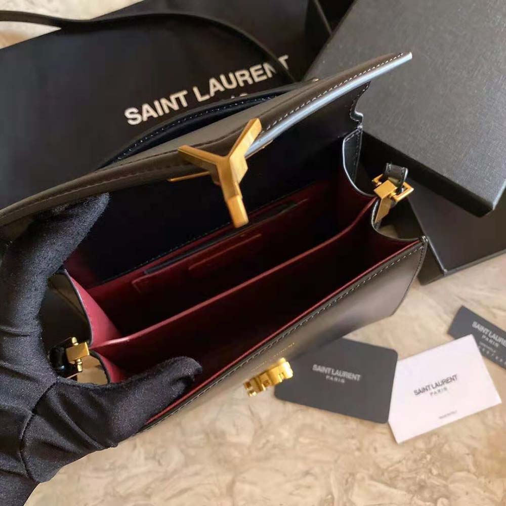 Saint Laurent YSL Women Cassandra Mini Top Handle Medium Bag in Grain DE Poudre Embossed Leather-Black - image 9