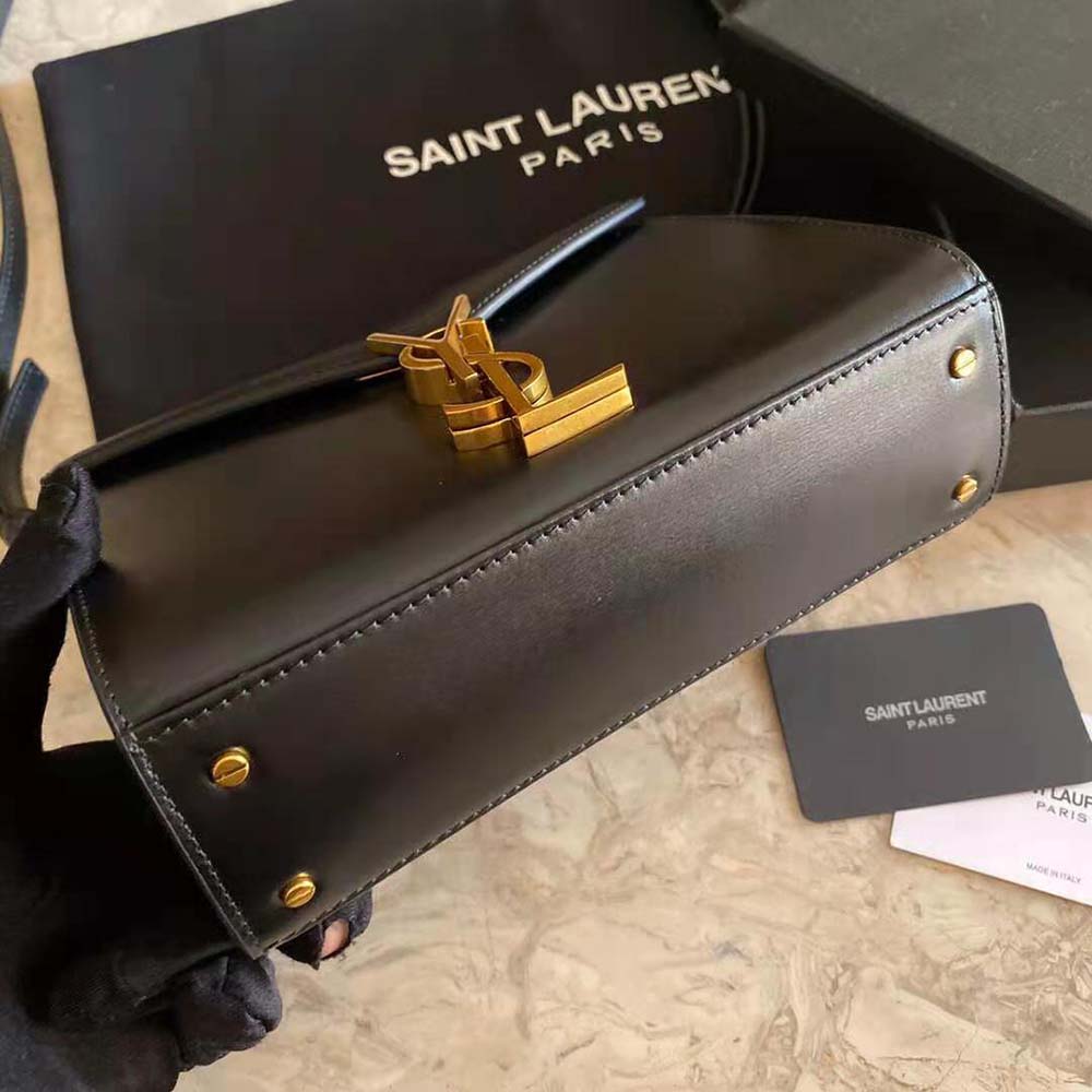 Saint Laurent YSL Women Cassandra Mini Top Handle Medium Bag in Grain DE Poudre Embossed Leather-Black - image 7