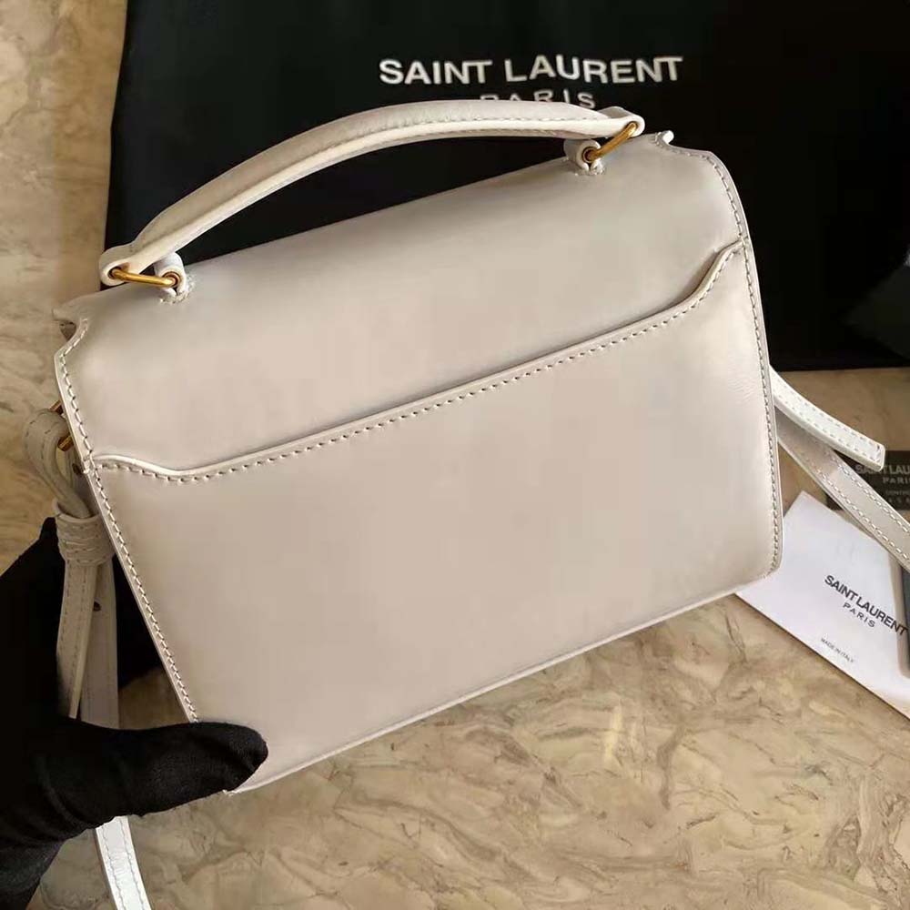 Saint Laurent YSL Women Cassandra Mini Top Handle Medium Bag in Grain DE Poudre Embossed Leather - image 4