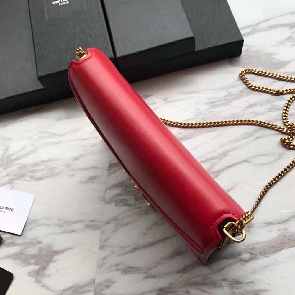 Saint Laurent YSL Women Cassandra Monogram Clasp Bag in Grain DE Poudre Embossed Leather-Red - image 7