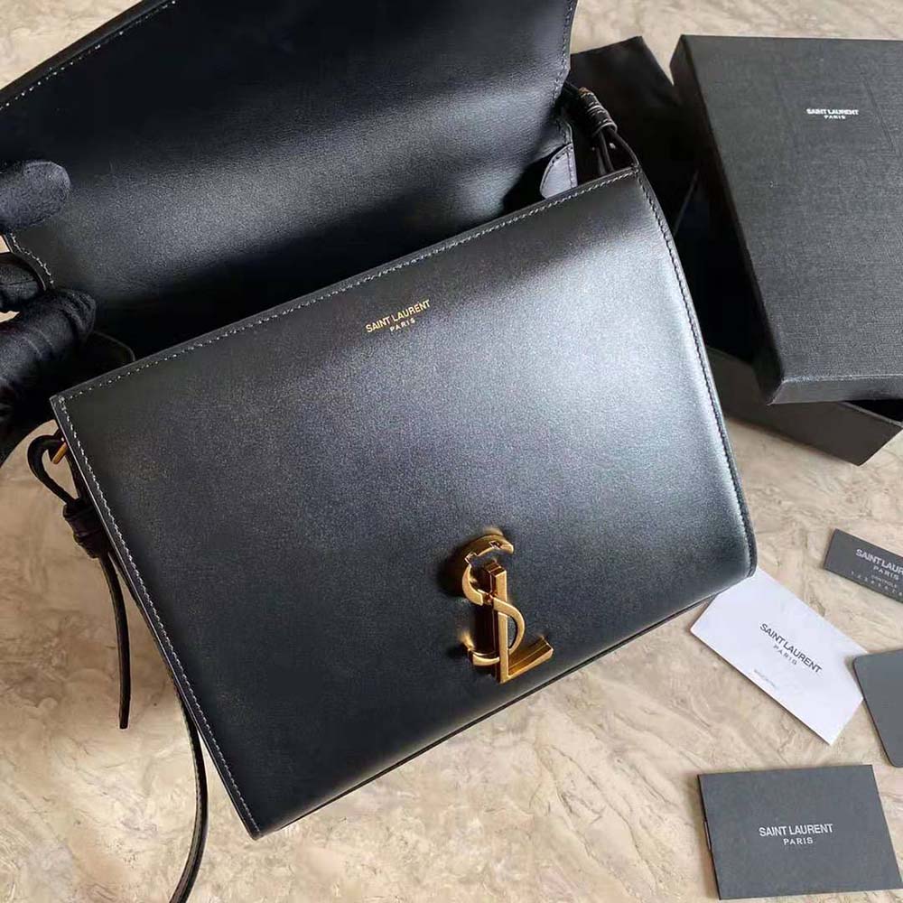 Saint Laurent YSL Women Cassandra Top Handle Medium Bag in Grain DE Poudre Embossed Leather-Black - image 4