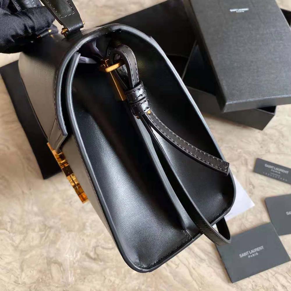 Saint Laurent YSL Women Cassandra Top Handle Medium Bag in Grain DE Poudre Embossed Leather-Black - image 6