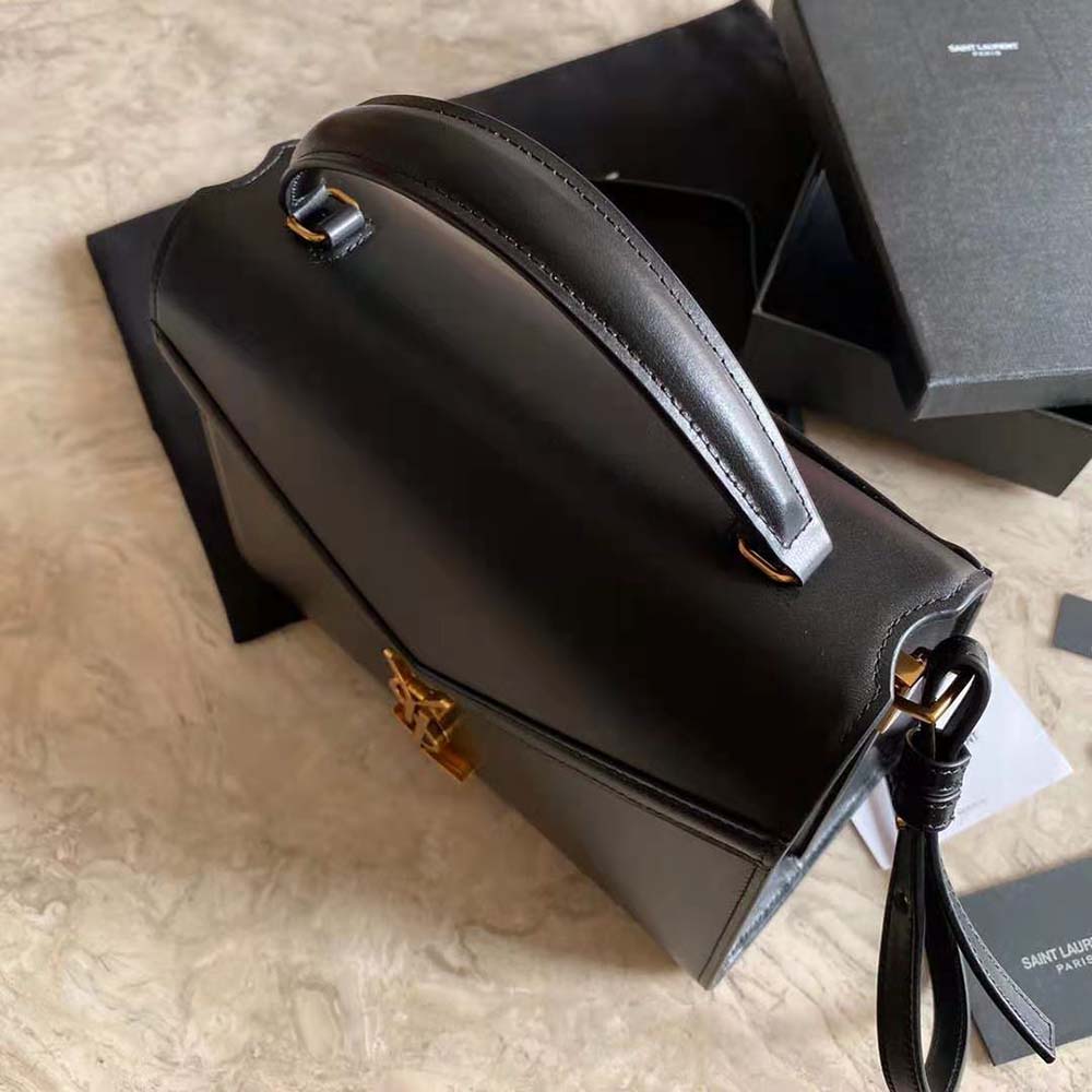 Saint Laurent YSL Women Cassandra Top Handle Medium Bag in Grain DE Poudre Embossed Leather-Black - image 5