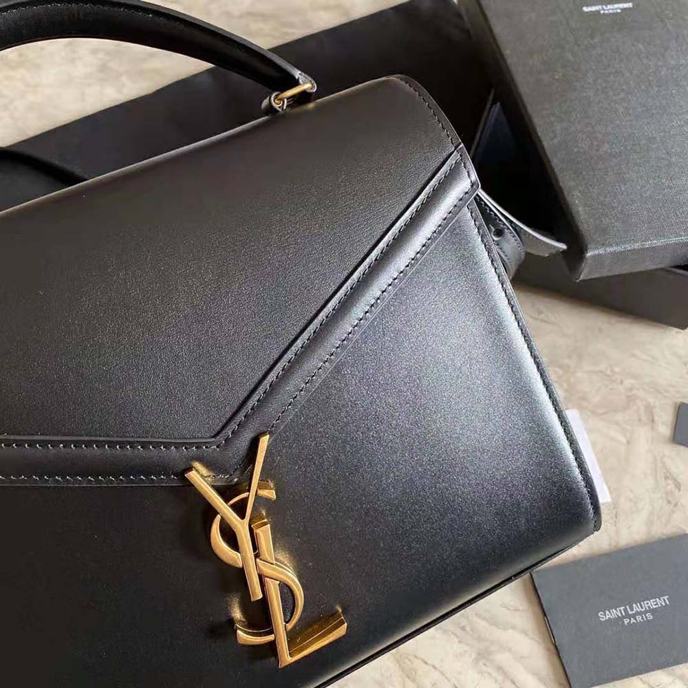 Saint Laurent YSL Women Cassandra Top Handle Medium Bag in Grain DE Poudre Embossed Leather-Black - image 8
