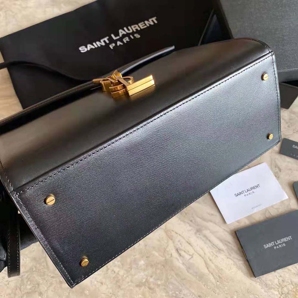 Saint Laurent YSL Women Cassandra Top Handle Medium Bag in Grain DE Poudre Embossed Leather-Black - image 7