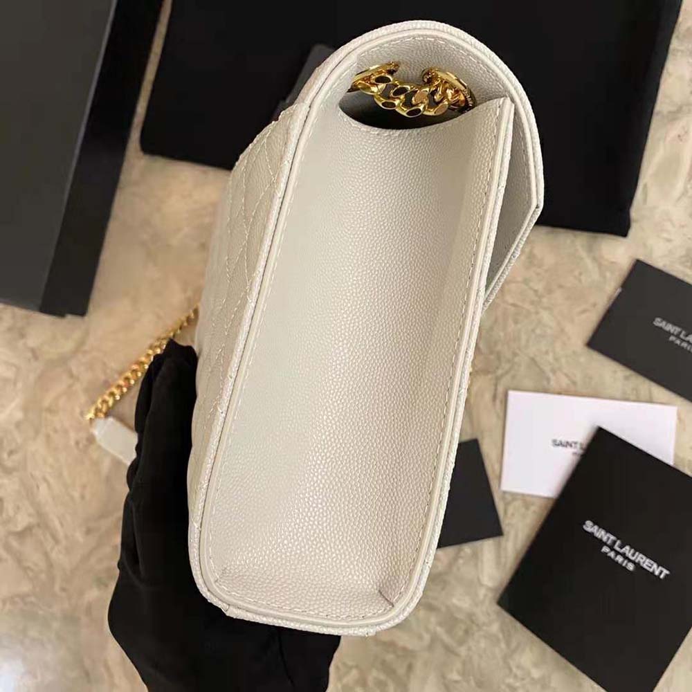 Saint Laurent YSL Women Envelope Medium Bag in Mix Matelasse Grain DE Poudre Embossed Leather-White - image 8