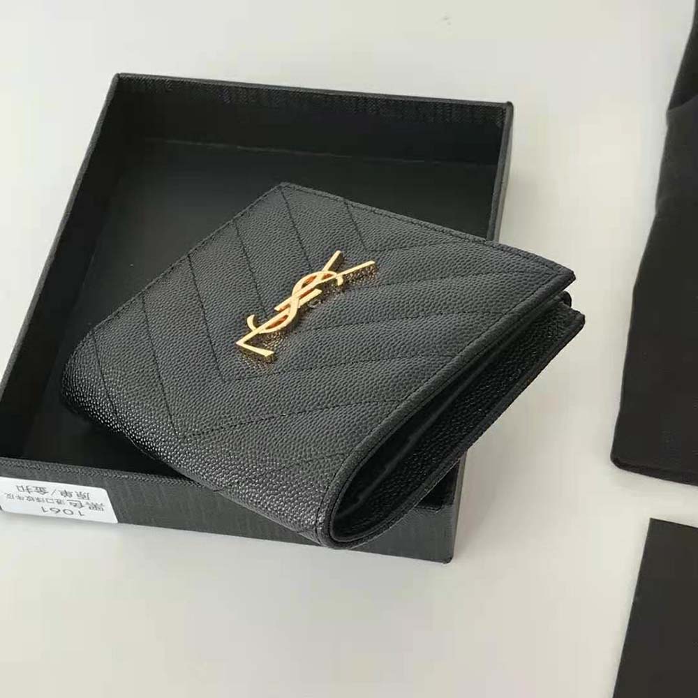 Saint Laurent YSL Women Monogram Zipped Card Case in Grain DE Poudre Embossed Leather - image 4