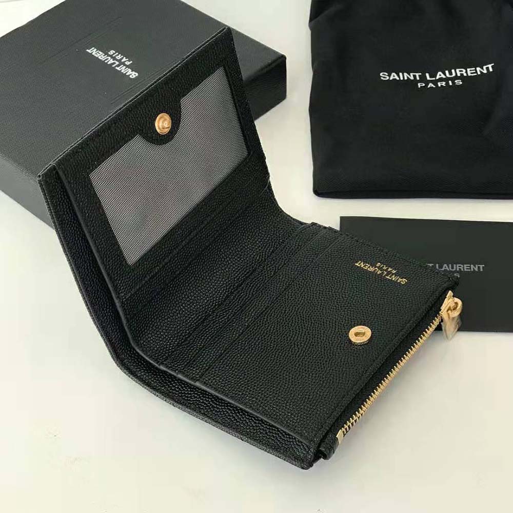 Saint Laurent YSL Women Monogram Zipped Card Case in Grain DE Poudre Embossed Leather - image 7