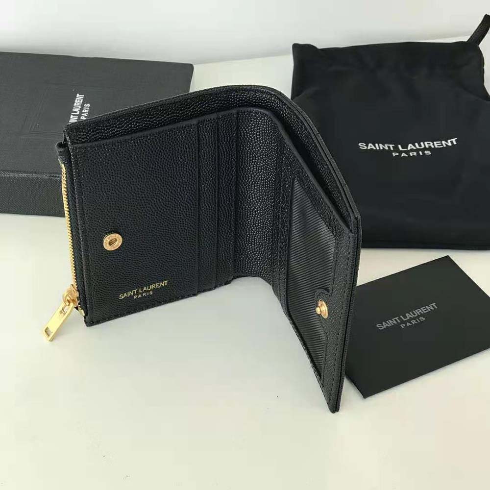 Saint Laurent YSL Women Monogram Zipped Card Case in Grain DE Poudre Embossed Leather - image 6