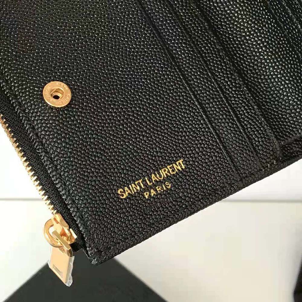 Saint Laurent YSL Women Monogram Zipped Card Case in Grain DE Poudre Embossed Leather - image 9