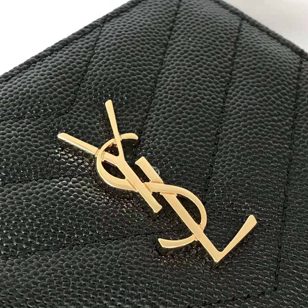 Saint Laurent YSL Women Monogram Zipped Card Case in Grain DE Poudre Embossed Leather - image 8