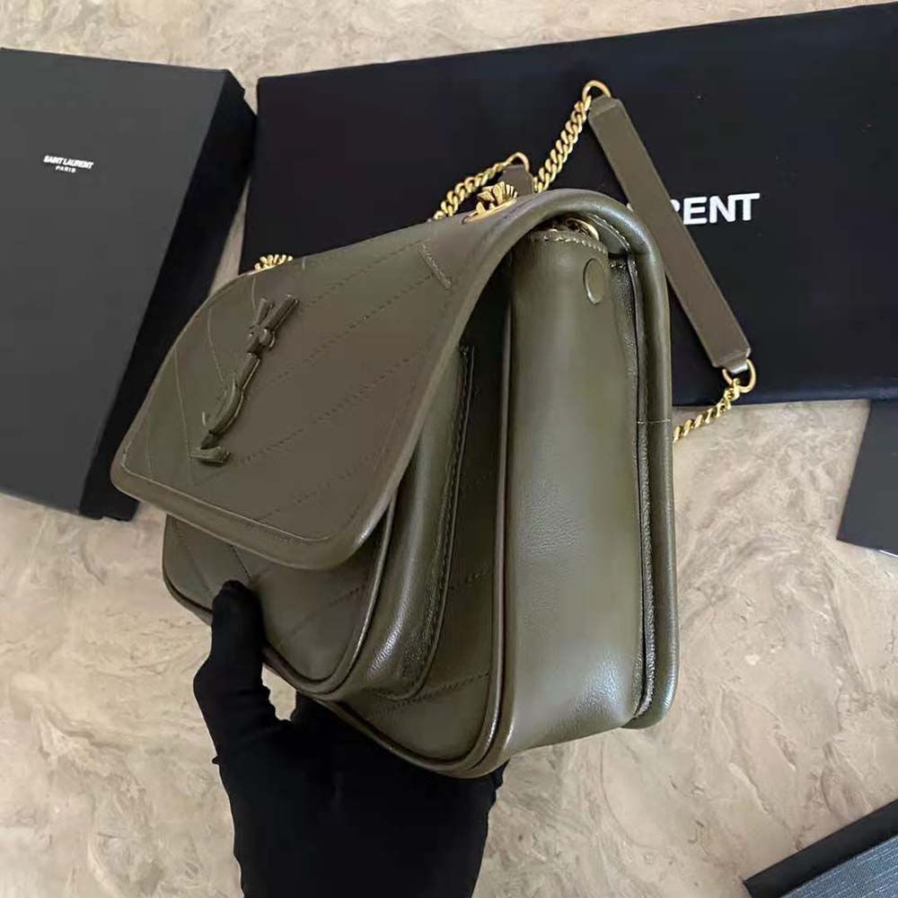 Saint Laurent YSL Women Niki Baby in Lambskin-Dark Green - image 8