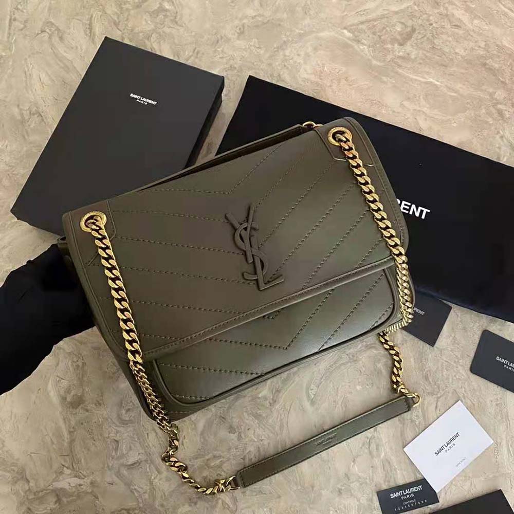 Saint Laurent YSL Women Niki Medium in Lambskin-Green - image 2