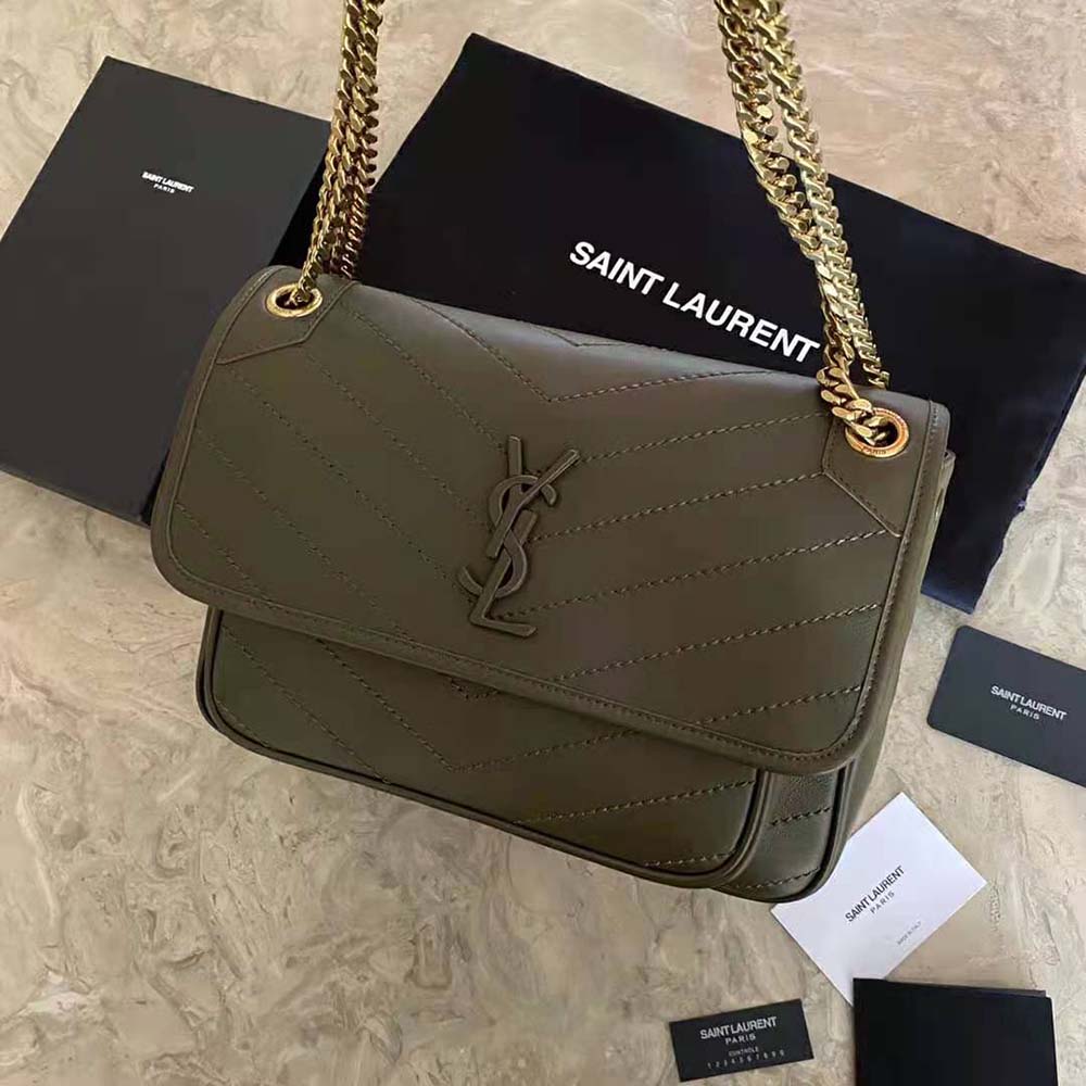 Saint Laurent YSL Women Niki Medium in Lambskin-Green - image 4