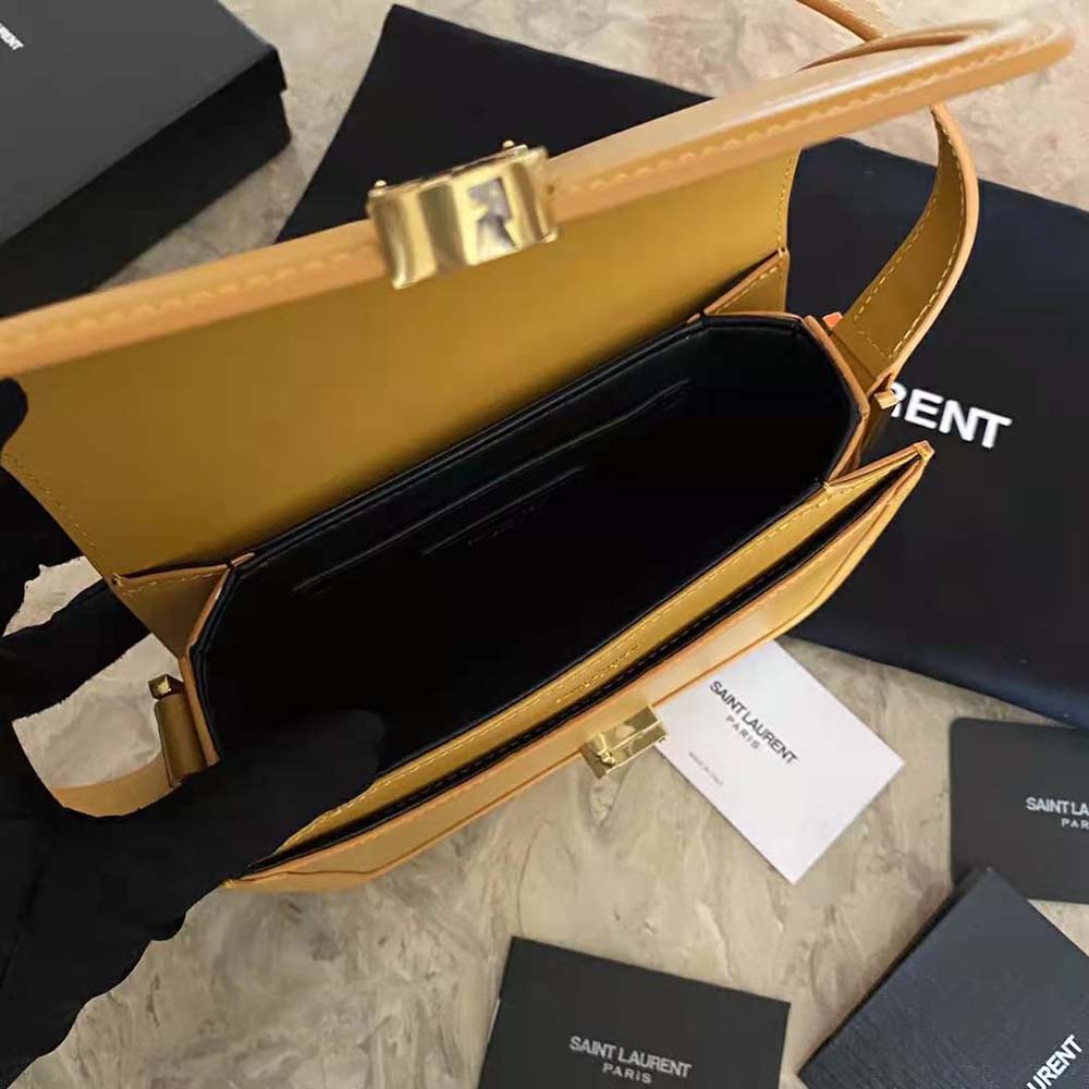 Saint Laurent YSL Women Solferino Small Satchel in Box Saint Laurent Leather-Yellow - image 8