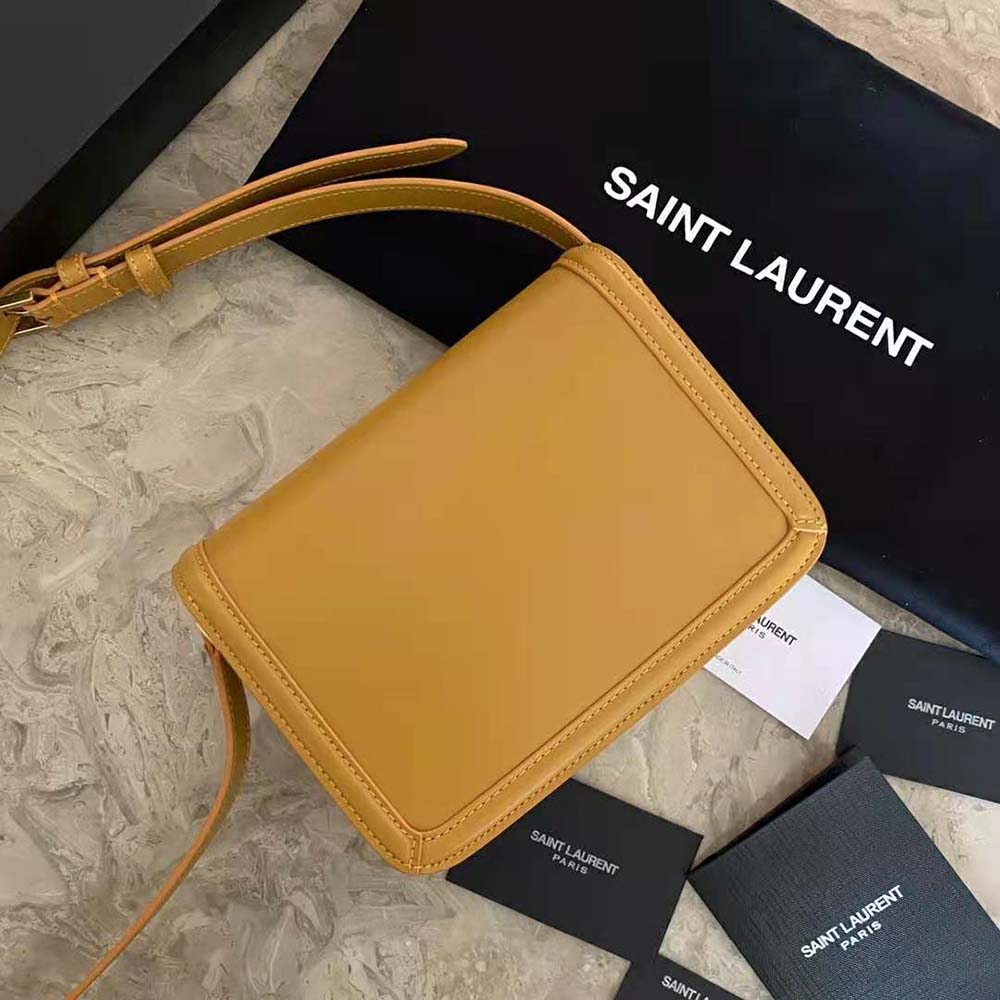 Saint Laurent YSL Women Solferino Small Satchel in Box Saint Laurent Leather-Yellow - image 4