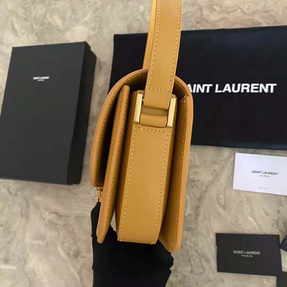 Saint Laurent YSL Women Solferino Small Satchel in Box Saint Laurent Leather-Yellow - image 7