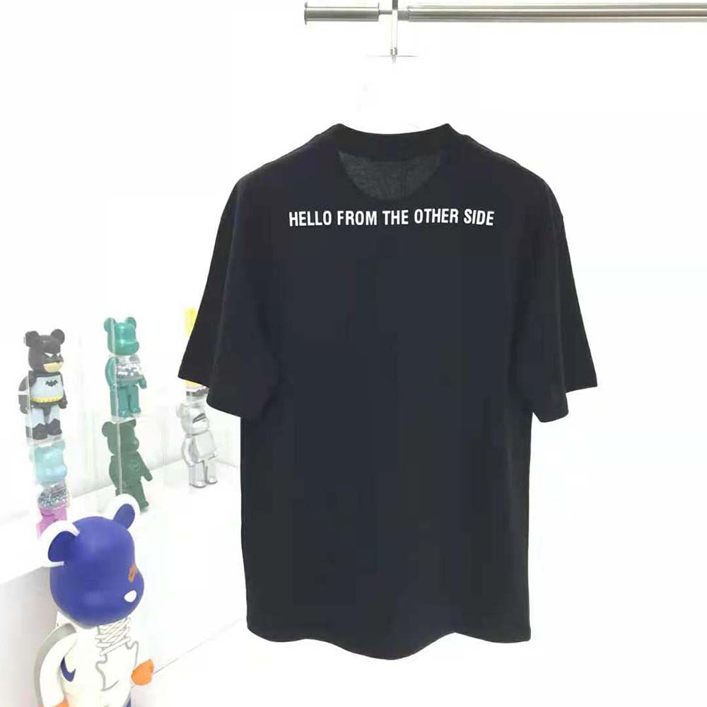 Side angle showing fit and texture of Balenciaga Women Alien Medium Fit T-shirt
