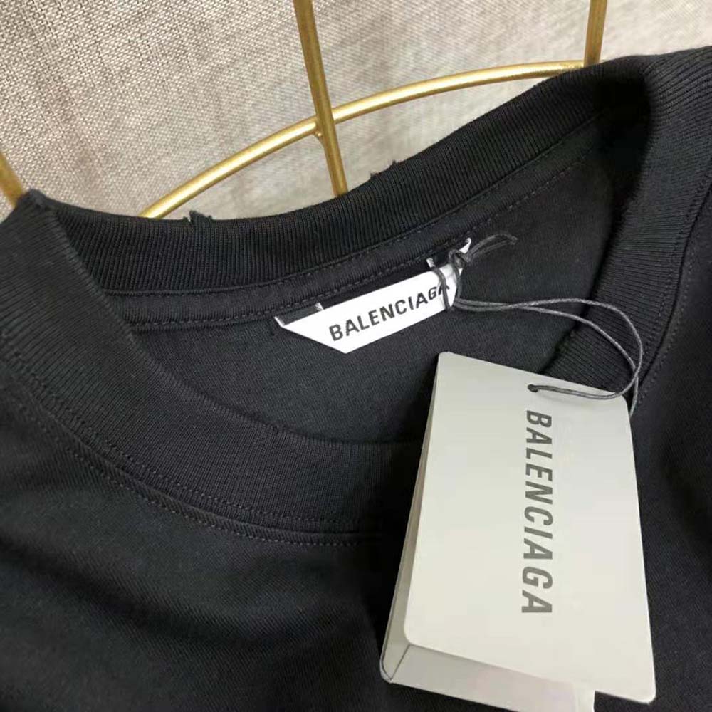 Balenciaga Women I Love U Medium Fit T-shirt in Black Vintage Jersey - image 10