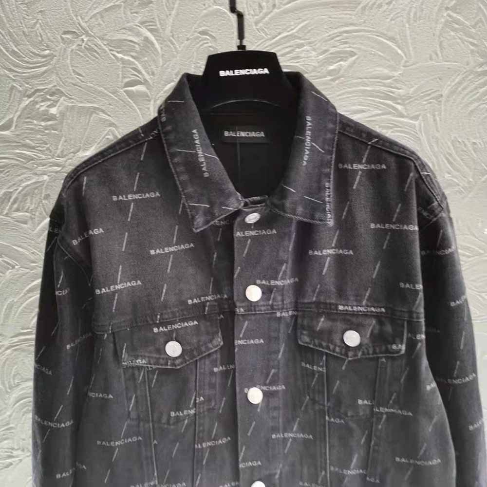 Balenciaga Women Large Fit Jacket in Stonewashed Black Lasered Denim - image 4