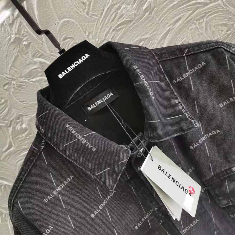 Balenciaga Women Large Fit Jacket in Stonewashed Black Lasered Denim - image 6