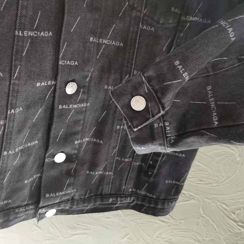 Balenciaga Women Large Fit Jacket in Stonewashed Black Lasered Denim - image 9