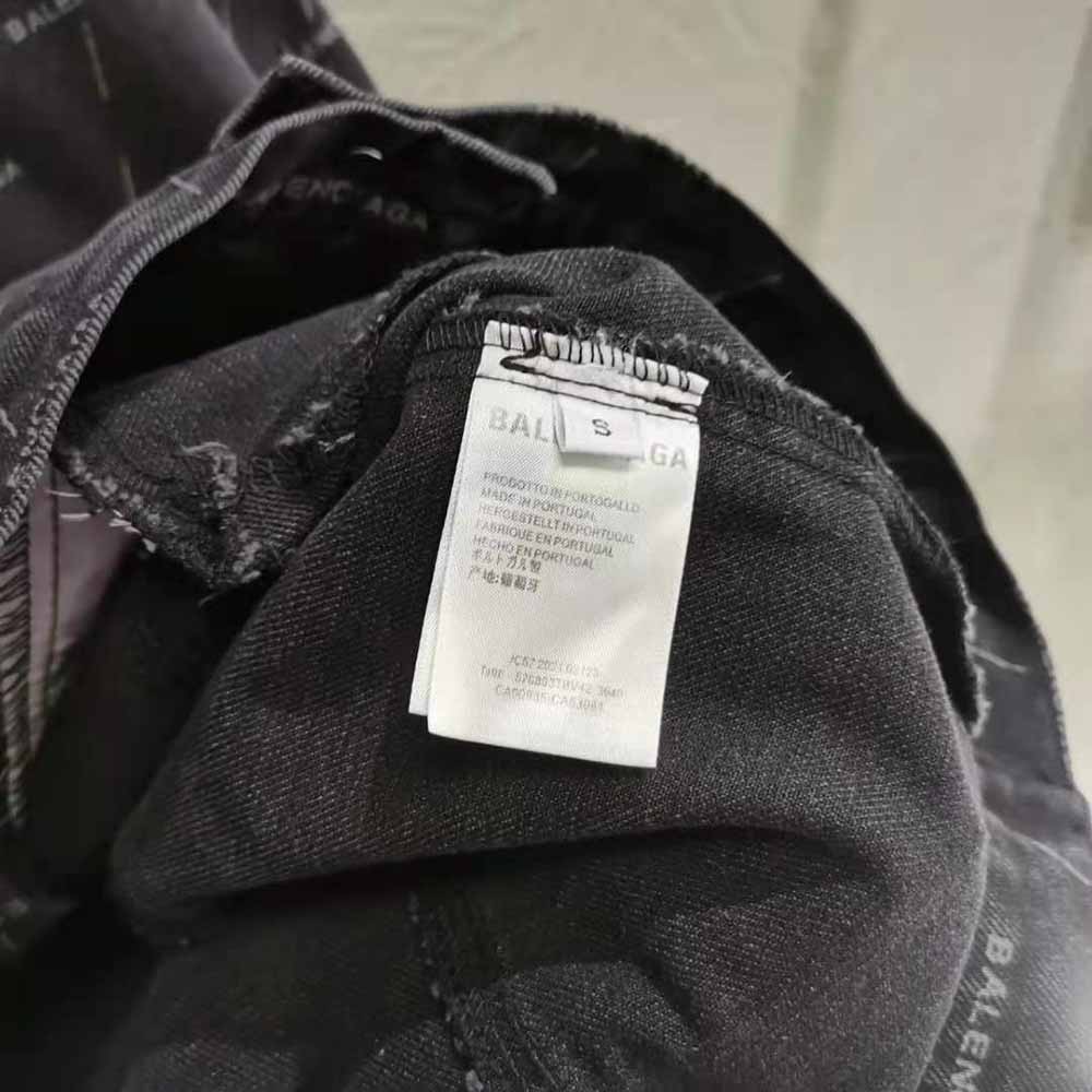 Balenciaga Women Large Fit Jacket in Stonewashed Black Lasered Denim - image 8